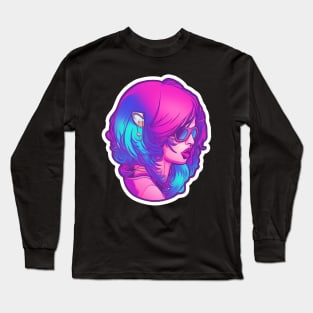 Cyberpunk retro female Long Sleeve T-Shirt